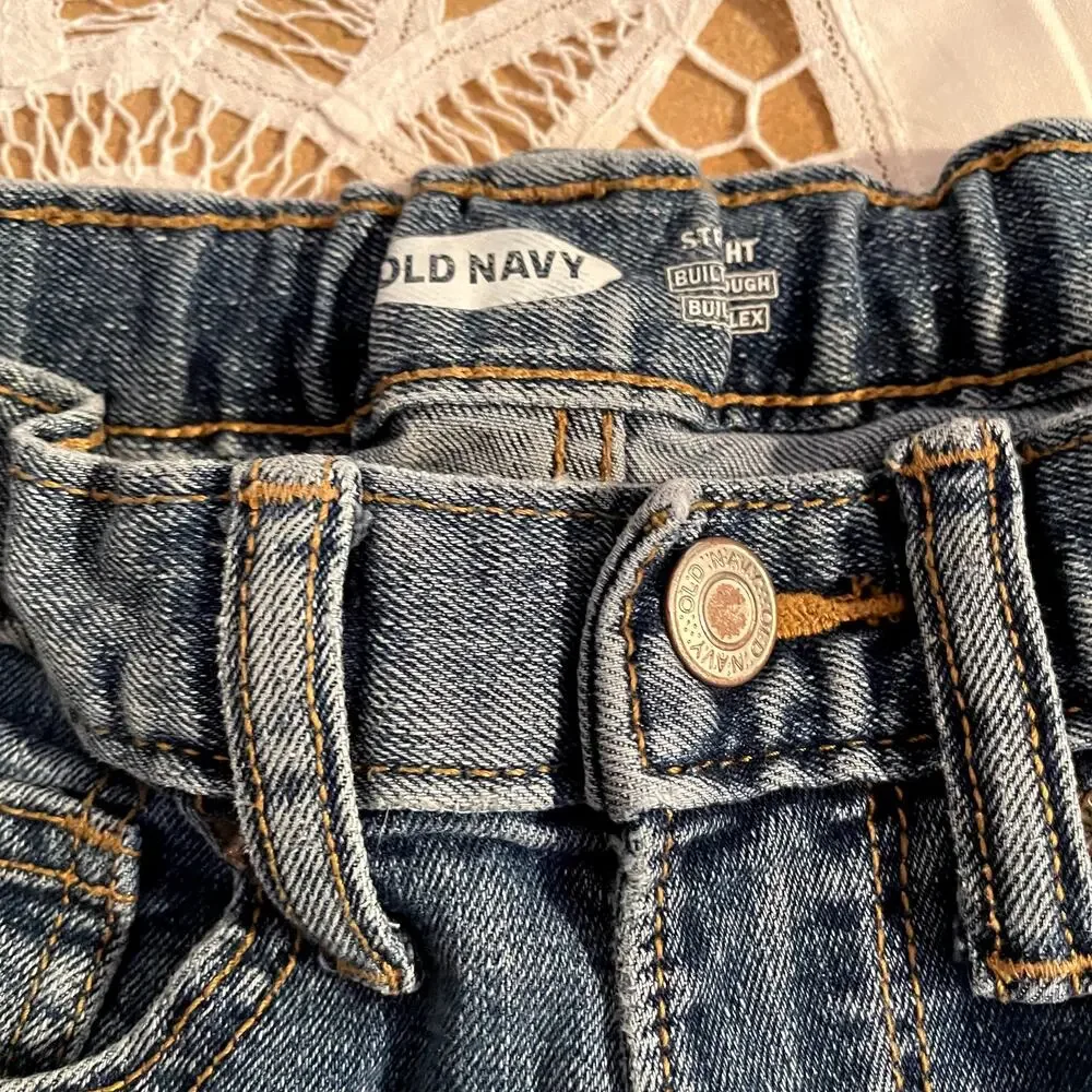SKU 1507 Old Navy Child Size 8 Straight Blue Jeans Built In Flex Medium Wash
